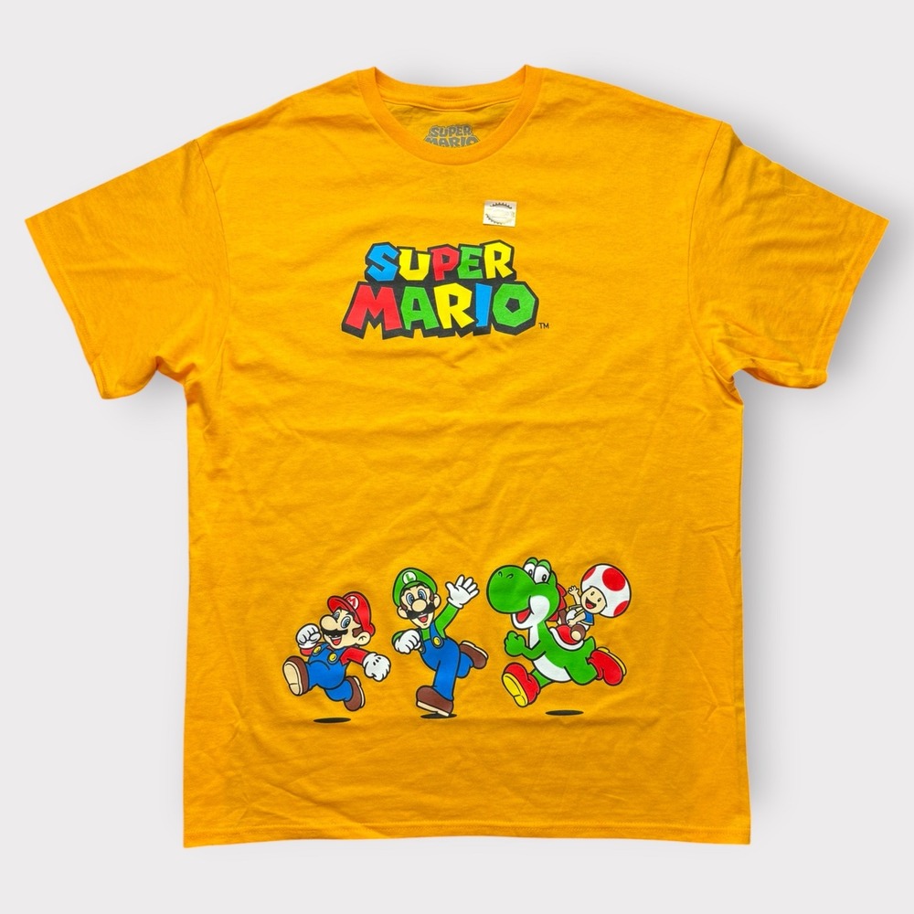 Super Mario Nintendo Graphicโ T-Shirt Mens Large Yellow Luigi Yoshi Toad Hybrid